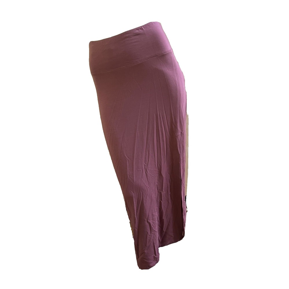 Athleta Marina Maxi Long Skirt Women's Pink Side Slit Pull On Tencel Knit XS